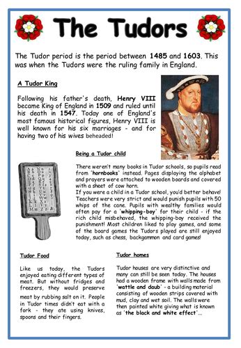 facts about tudors - tudor facts for year 5.